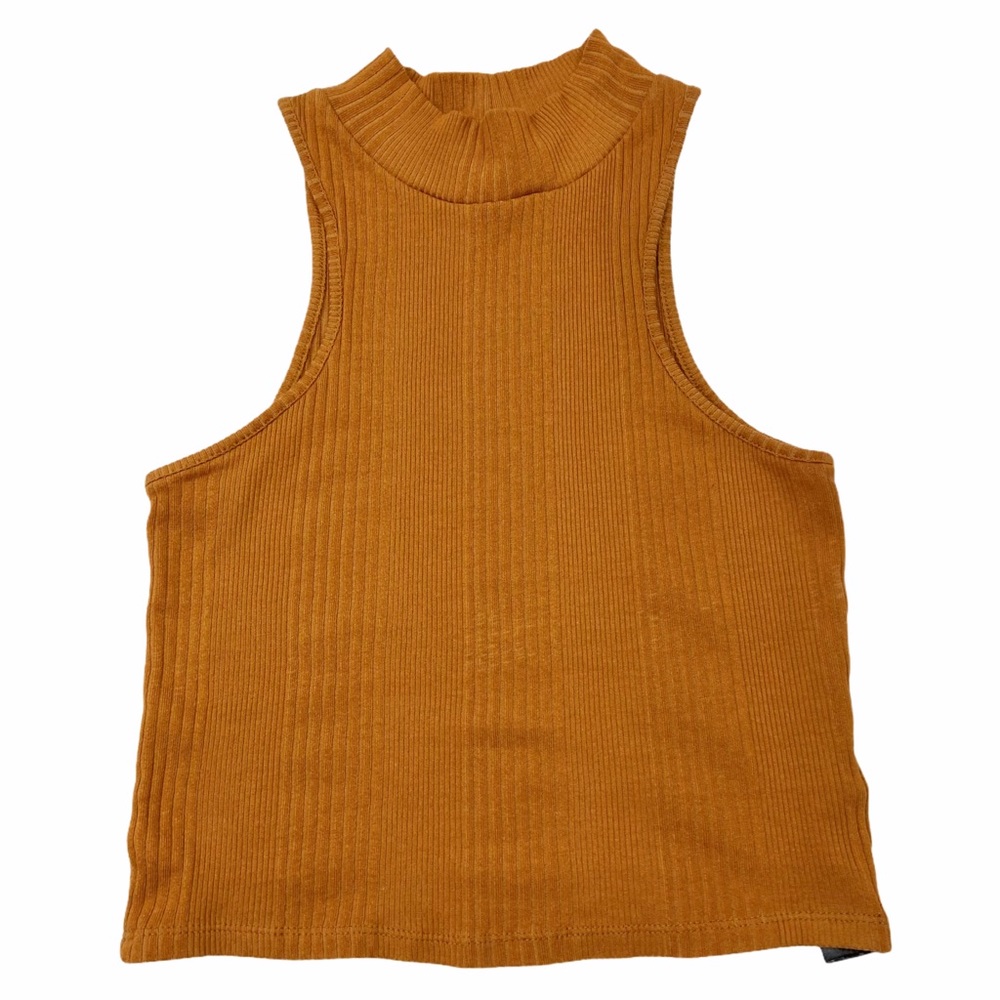 TopShop Ribbed High Neck Crop Top
